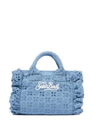 Borsa Vanity mini volant in cotone sangallo blu SAINT BARTH KIDS | VAMI01800549L